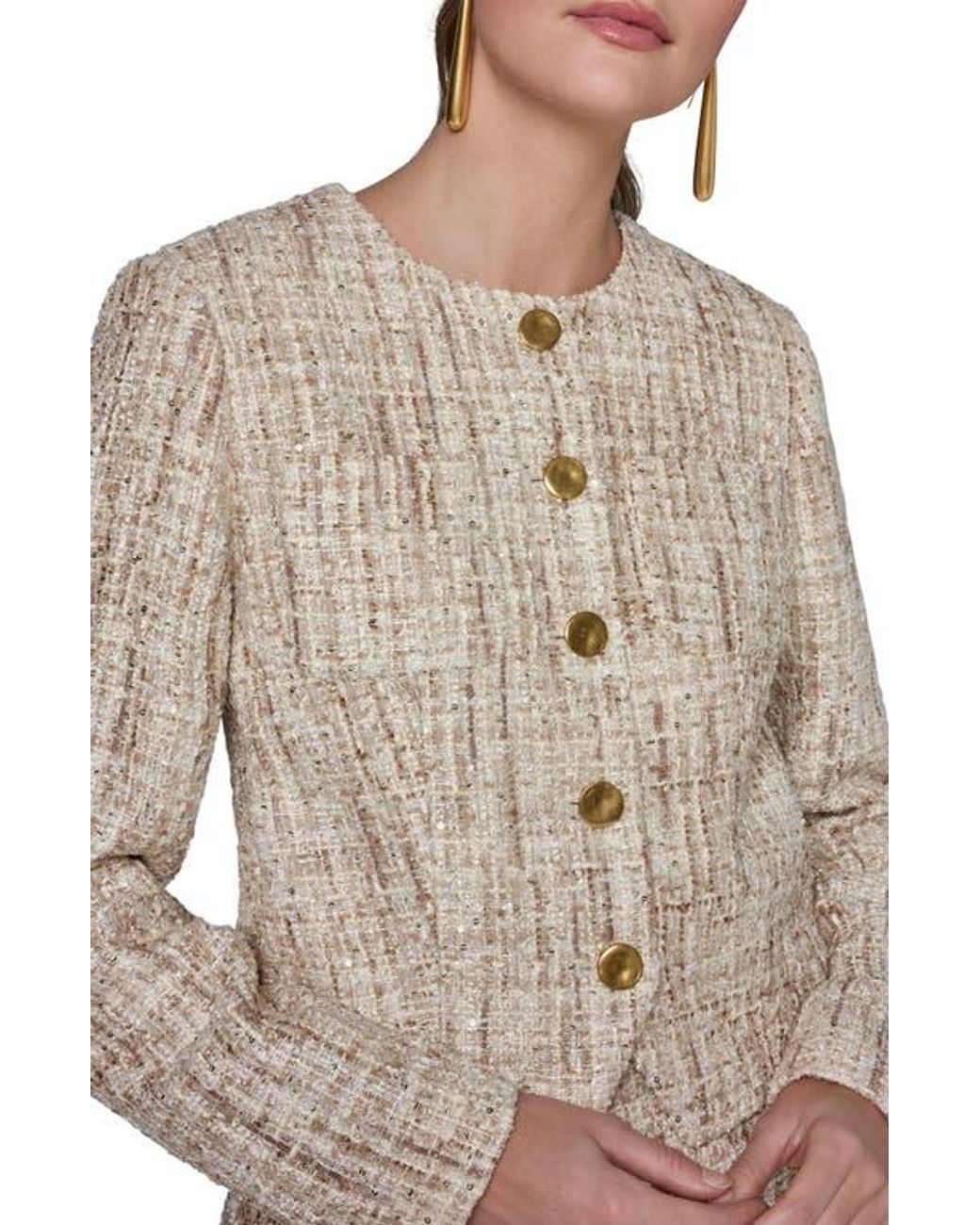 Donna Karan Natural Sequin Tweed Blazer