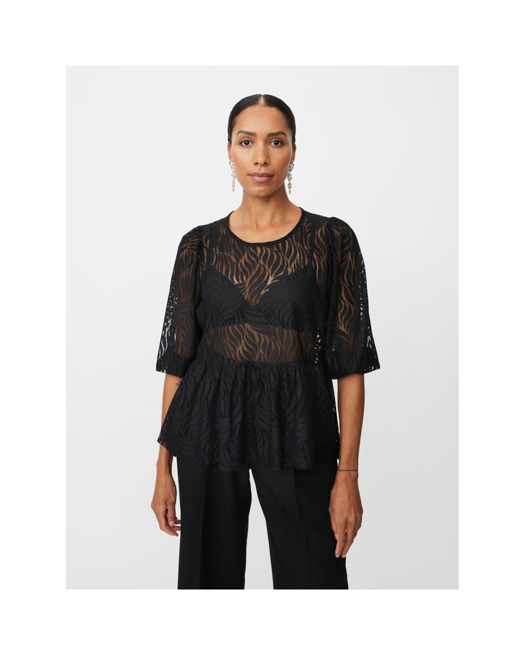 Masai Black Lace Peplum Top
