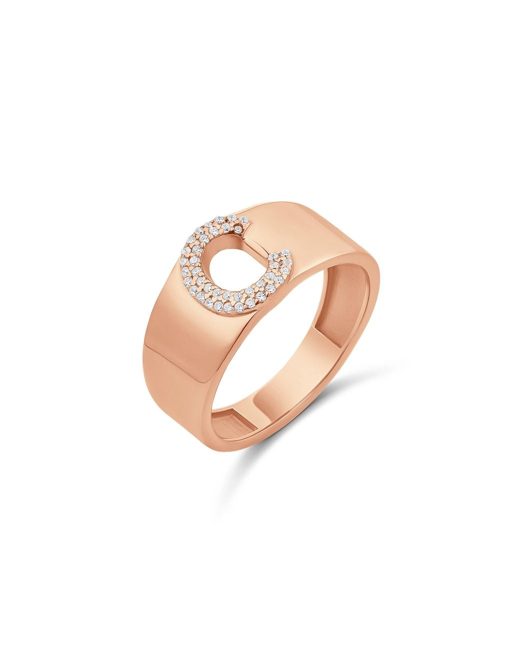 SHYMI Natural Pavé Signet Initial Ring