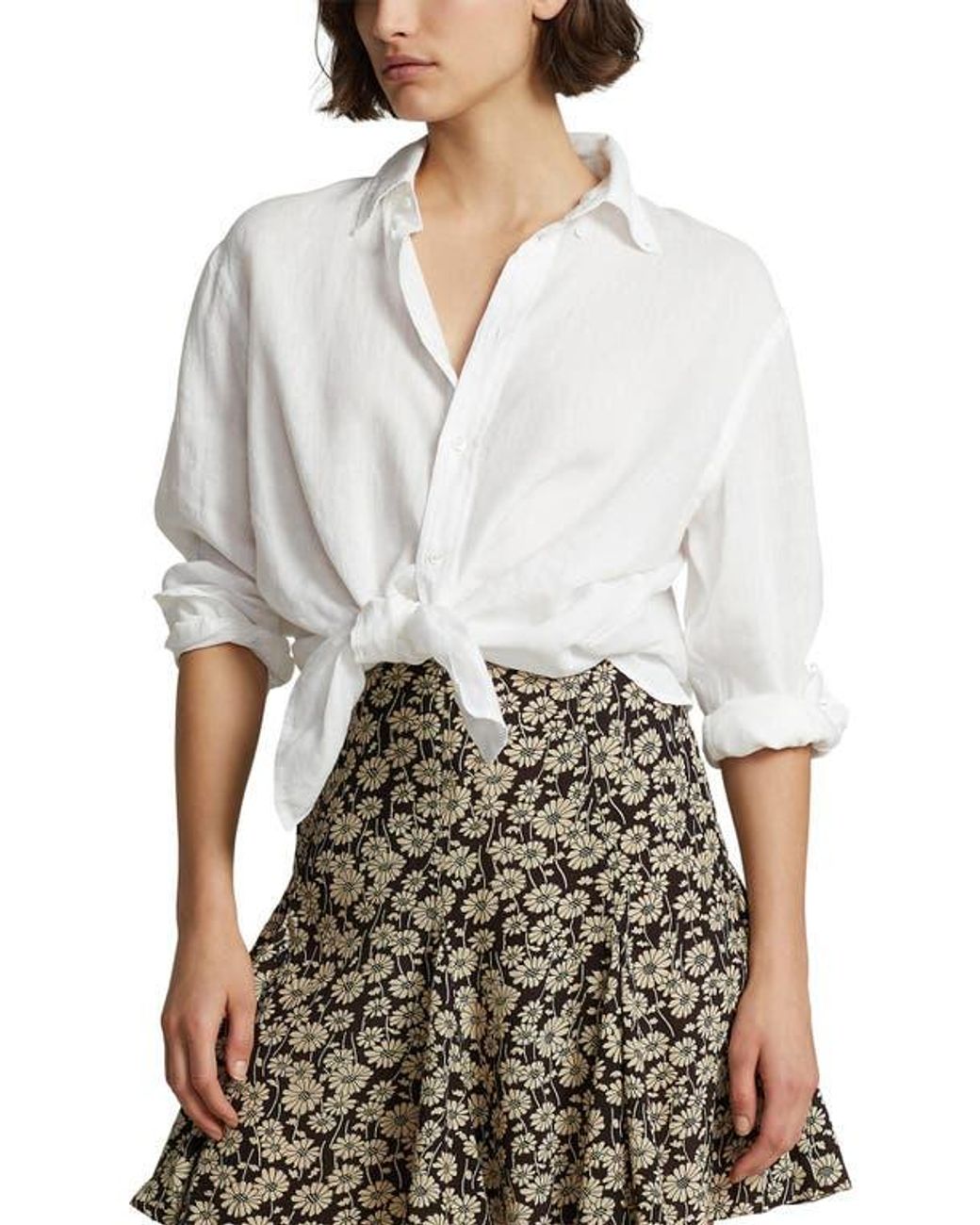Polo Ralph Lauren Oversize Linen Button-Down Shirt in White | Lyst
