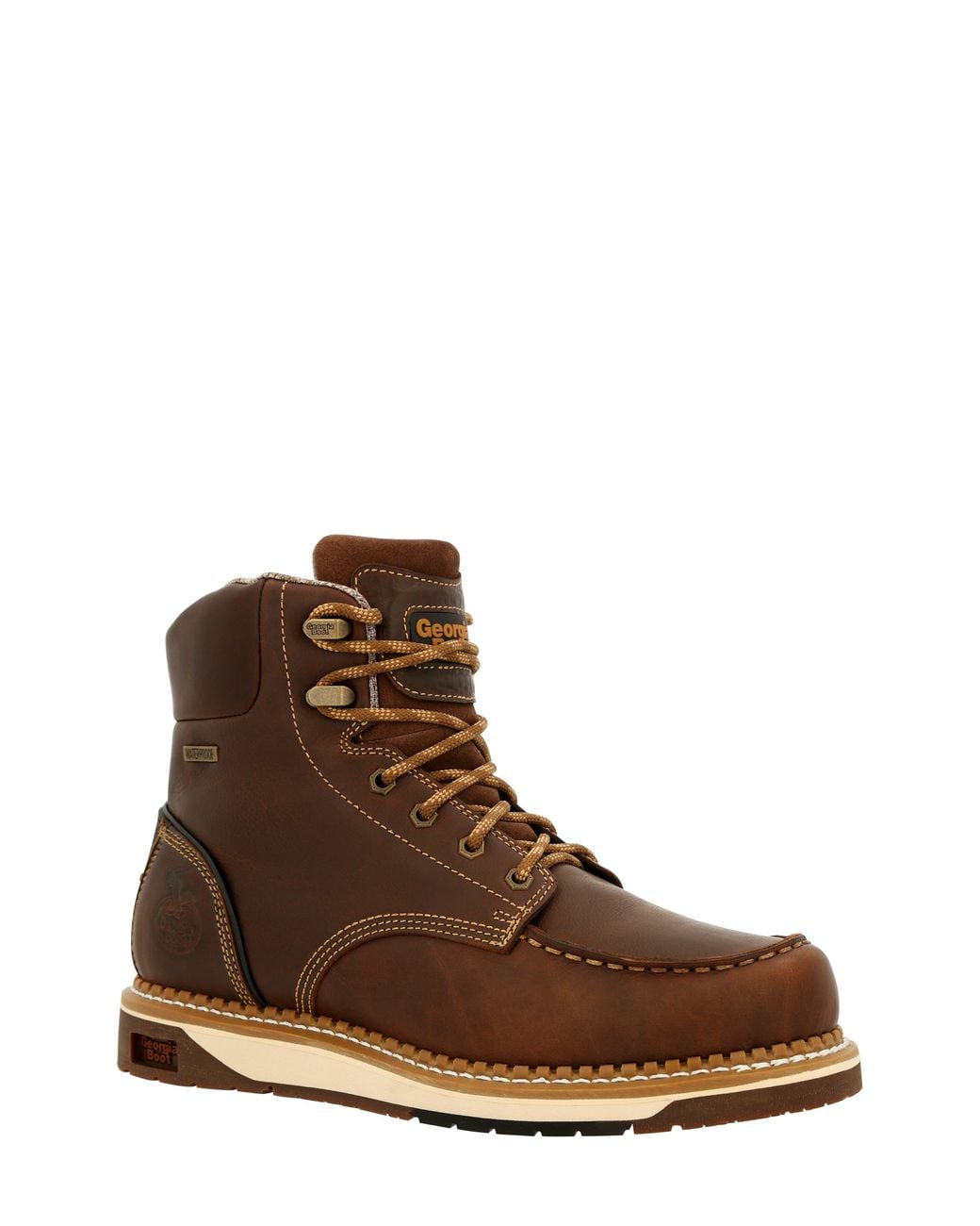 Georgia Boot Brown Waterproof Amp Lt Wedge Waterproof Moctoe Work Boot for men
