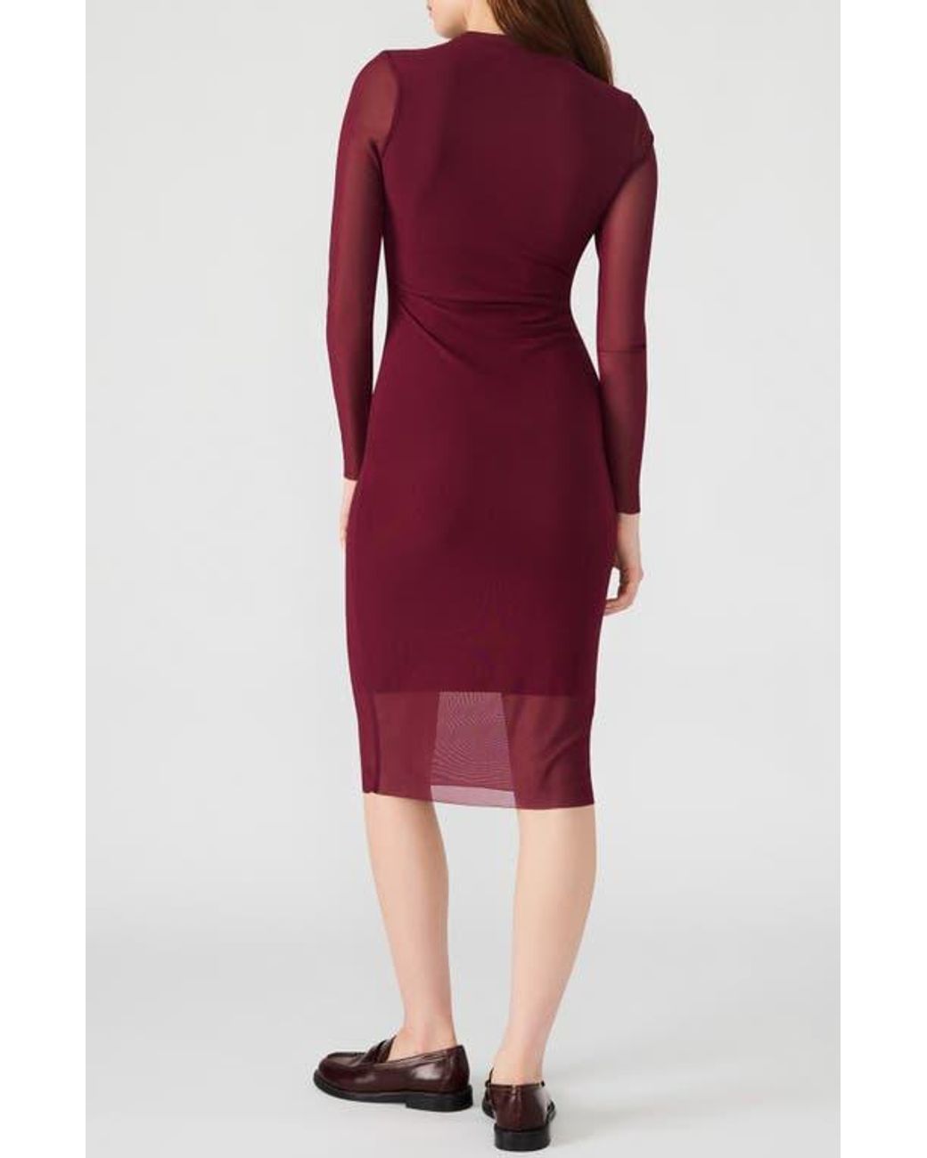 Steve Madden Hailee Long Sleeve Mesh Body-Con Dress in Red | Lyst