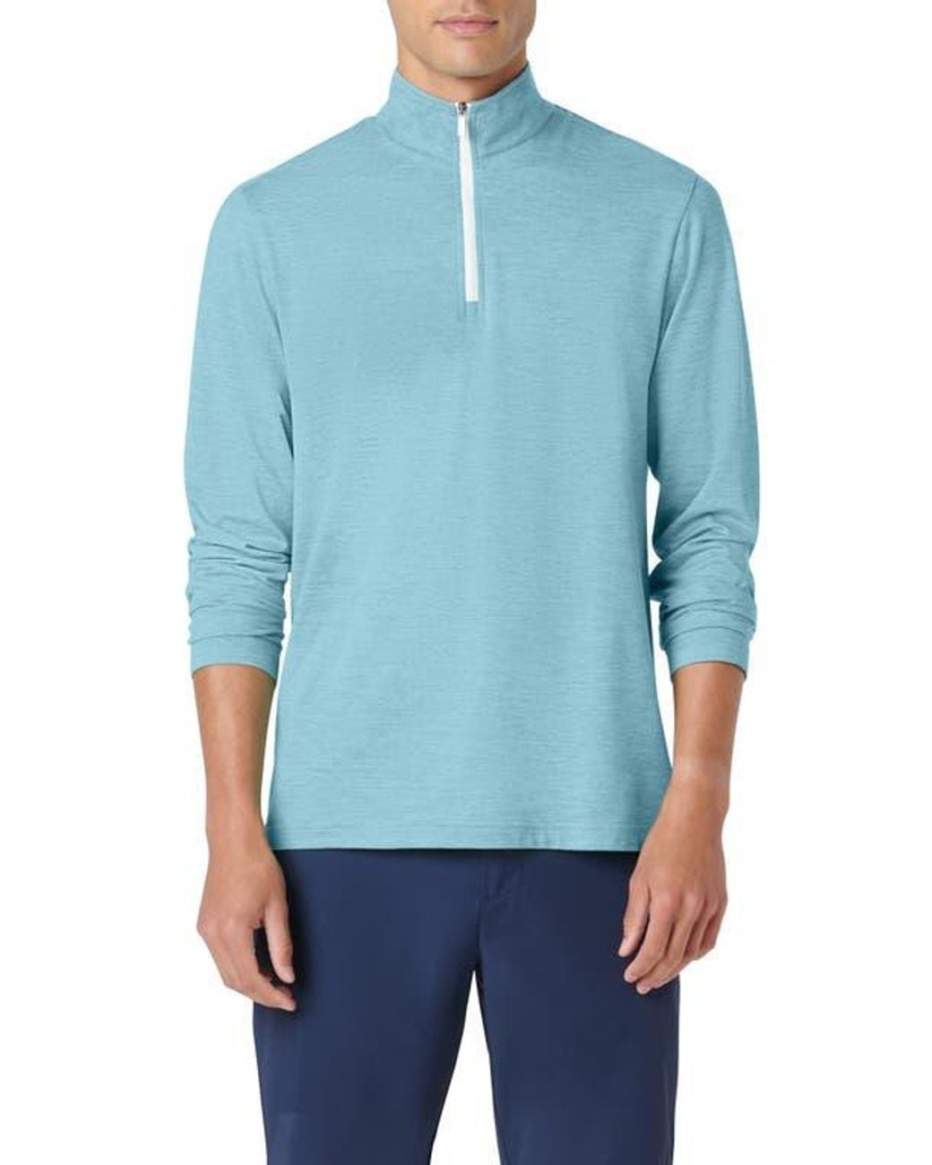 Bugatchi Blue Quarter Zip Performance Pullover for men