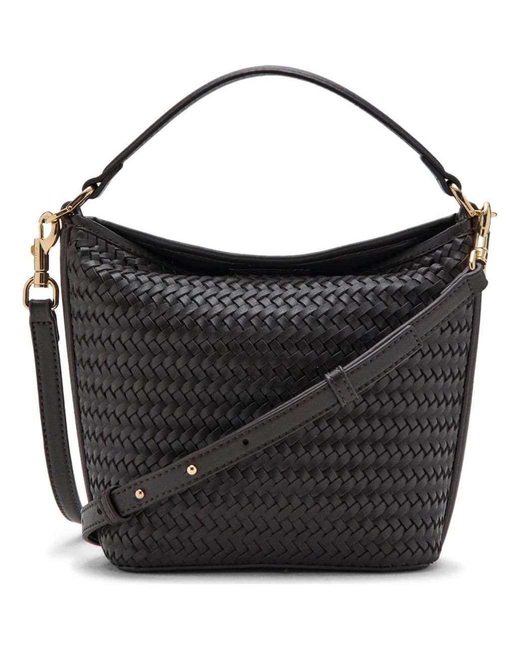 Mango Black Small Braided Bucket Bag