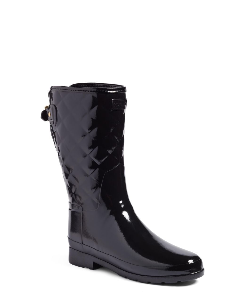 refined high gloss quilted short waterproof rain boot