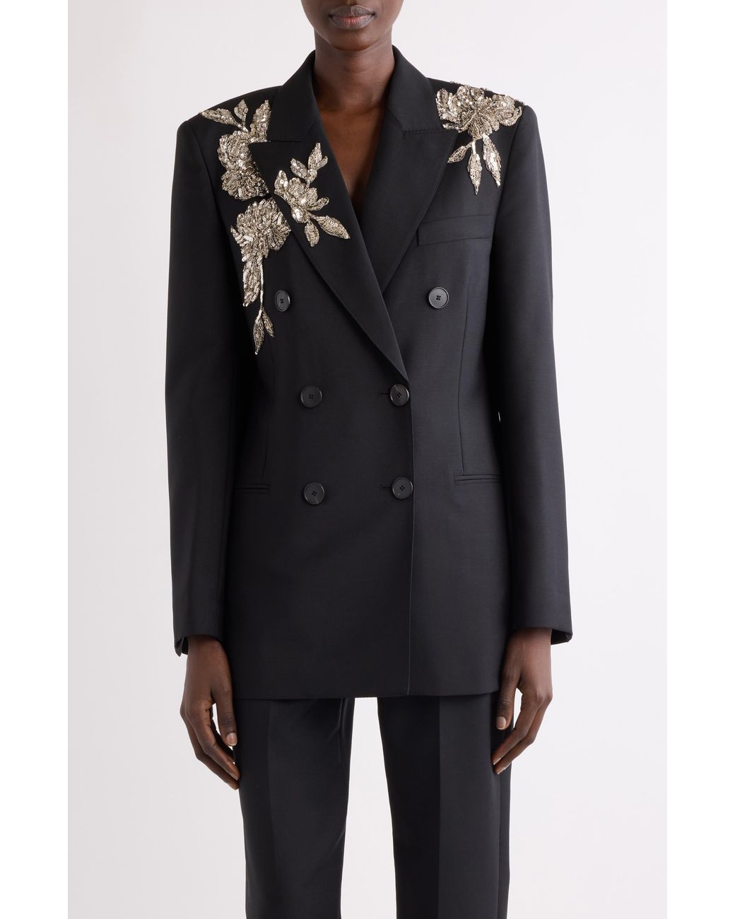 Givenchy Black Sequin Embellished Slashed Wool & Mohair Jacket