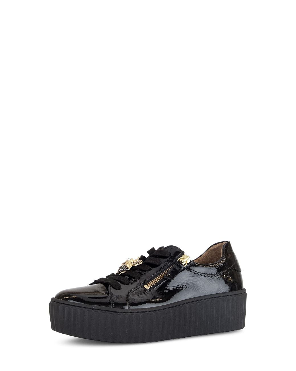 Gabor Black Platform Zip Sneaker