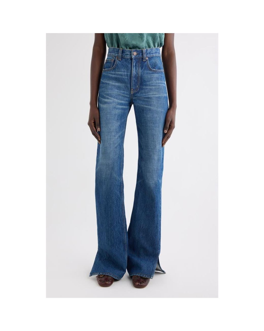 Chloé Blue Split Hem Straight Leg Jeans