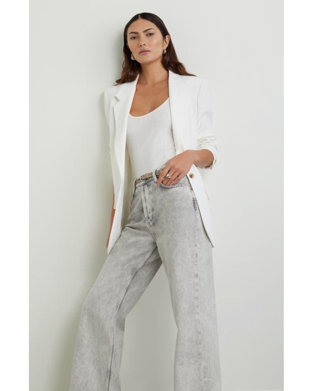 Open Edit White Curator Crepe Relaxed Blazer
