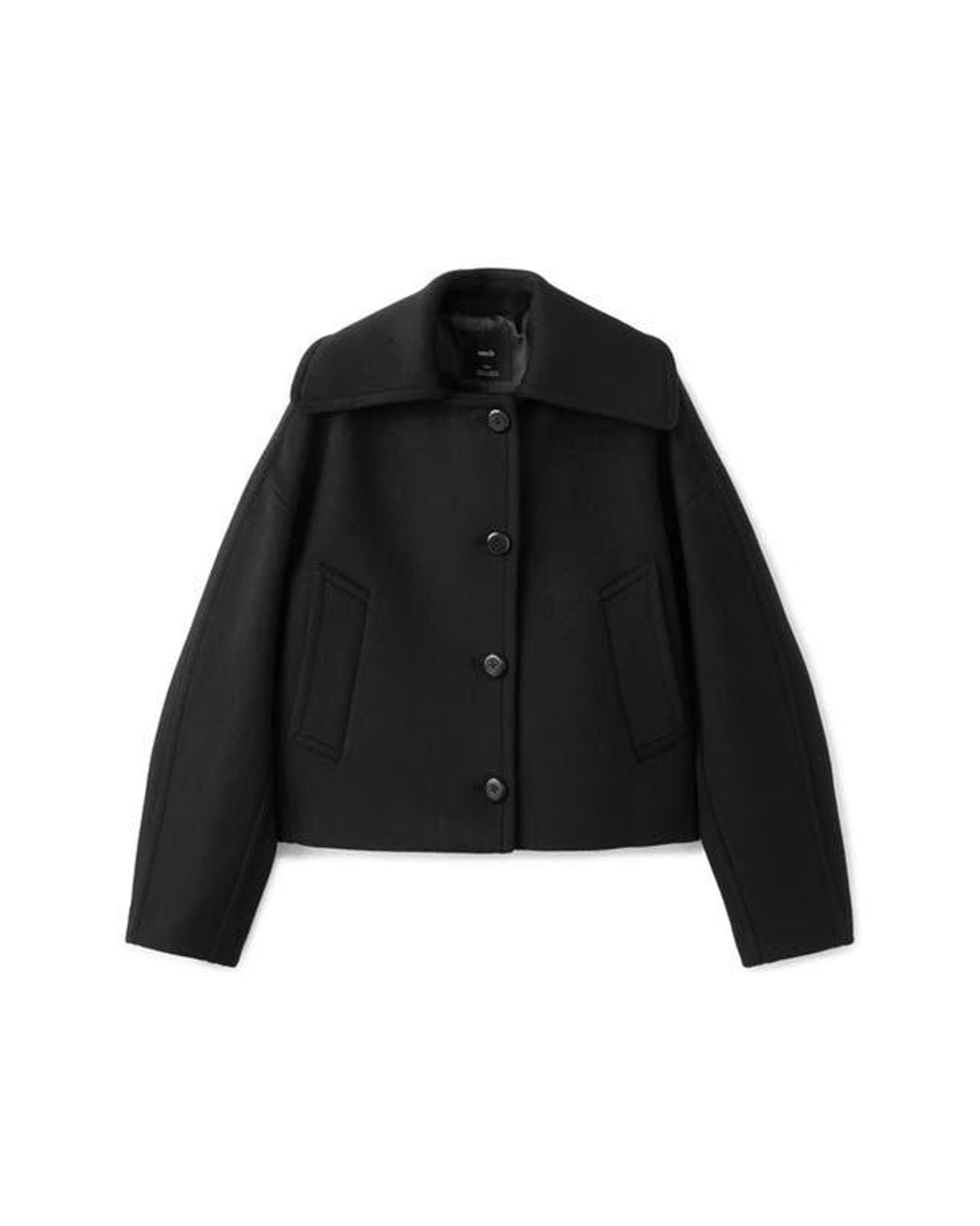 Mango Black Wool Blend Crop Jacket