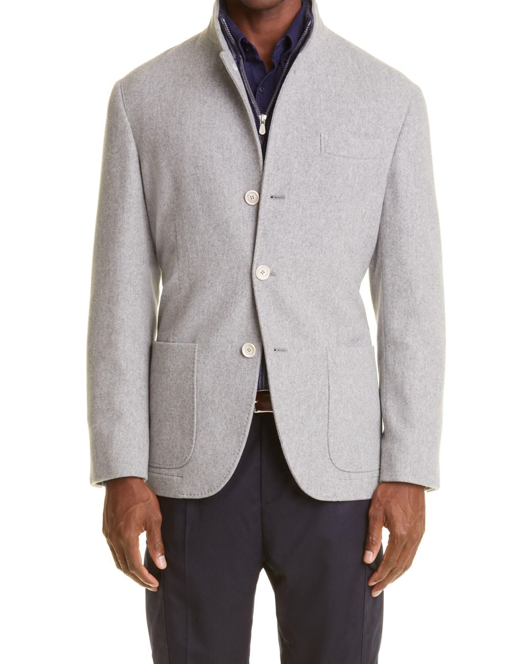 Brunello Cucinelli Gray Patch Pocket Cashmere Jacket for men
