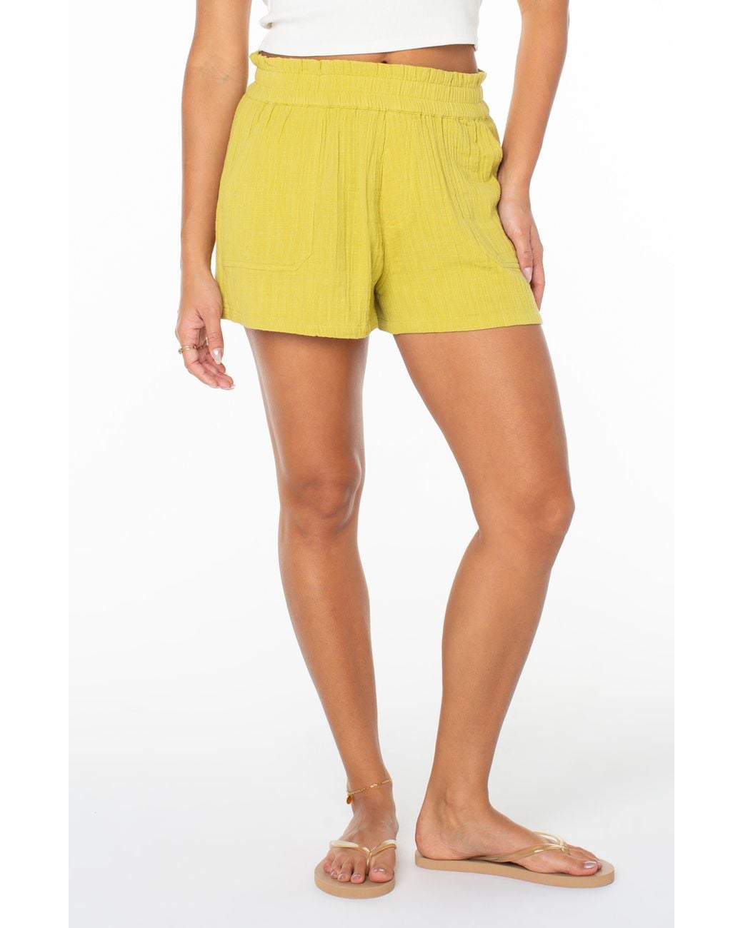 Roxy Yellow So Swell Crinkle Shorts