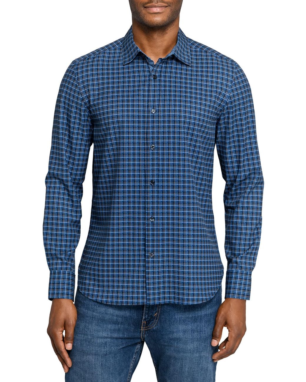 Con.struct Blue Plaid Woven Long Sleeve Basic for men