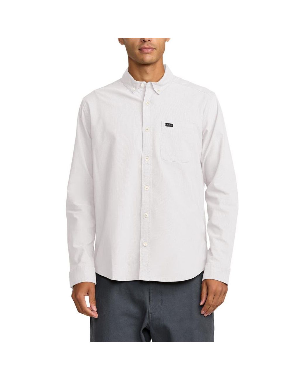 RVCA White That'Ll Do Stretch Cotton Blend Button-Down Shirt for men