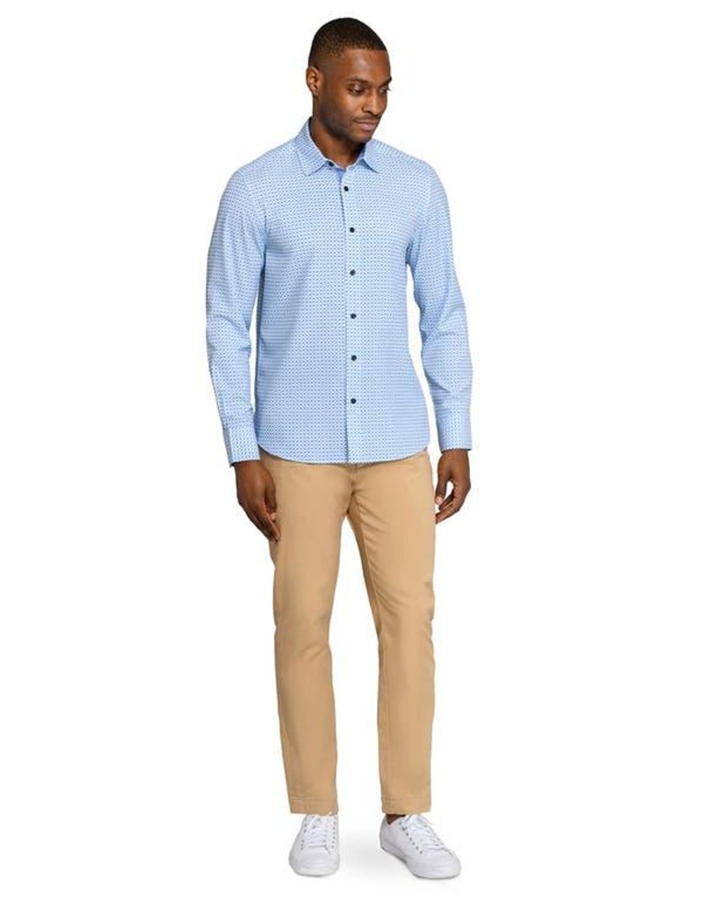 Con.struct Blue Square Geo Woven Long Sleeve Basic for men