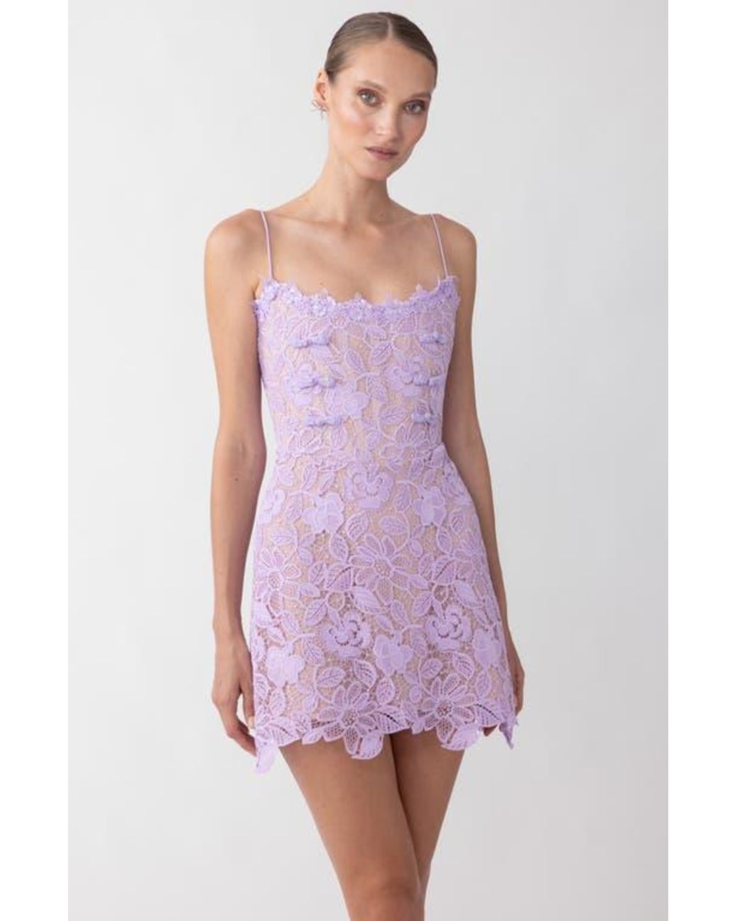 SAU LEE Rory Lace Cocktail Dress in Purple | Lyst