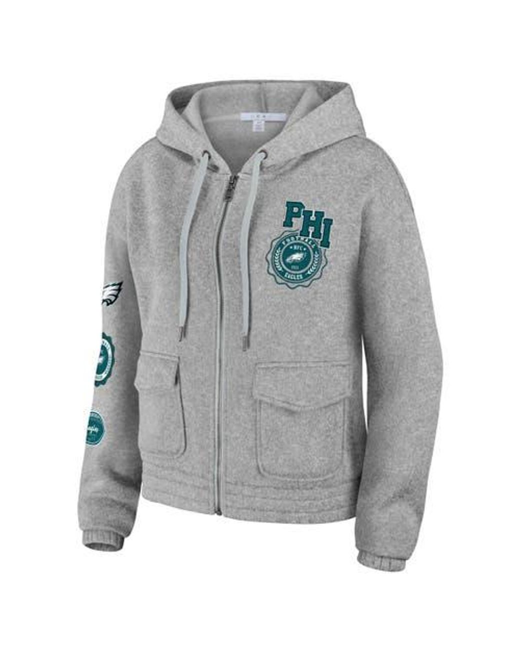 WEAR by Erin Andrews Heather Philadelphia Eagles Full Zip Hoodie in Gray Lyst