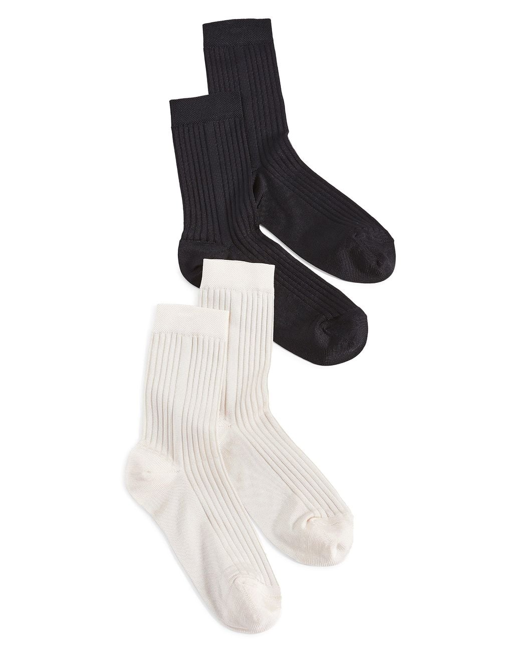 Stems Black Silky Blend Assorted 2-pack Rib Crew Socks