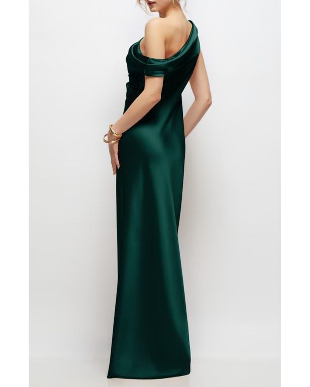 After Six Draped One-Shoulder Satin Charmeuse Gown in Green | Lyst After Six Draped One-Shoulder Satin Charmeuse Gown in Green | Lyst