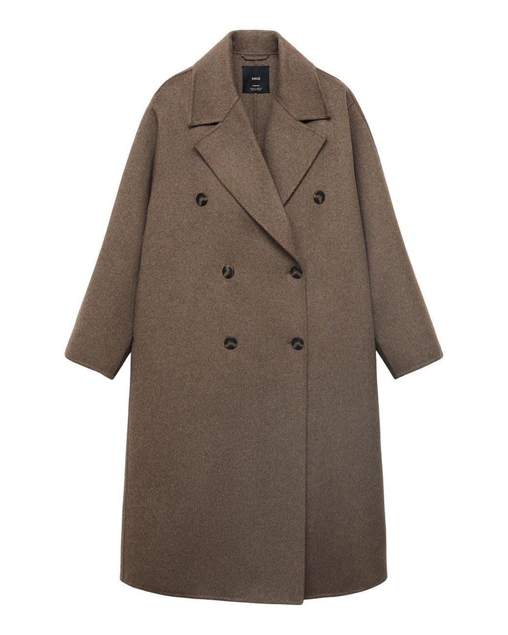 Mango Brown Picarol Double Breasted Wool Blend Coat