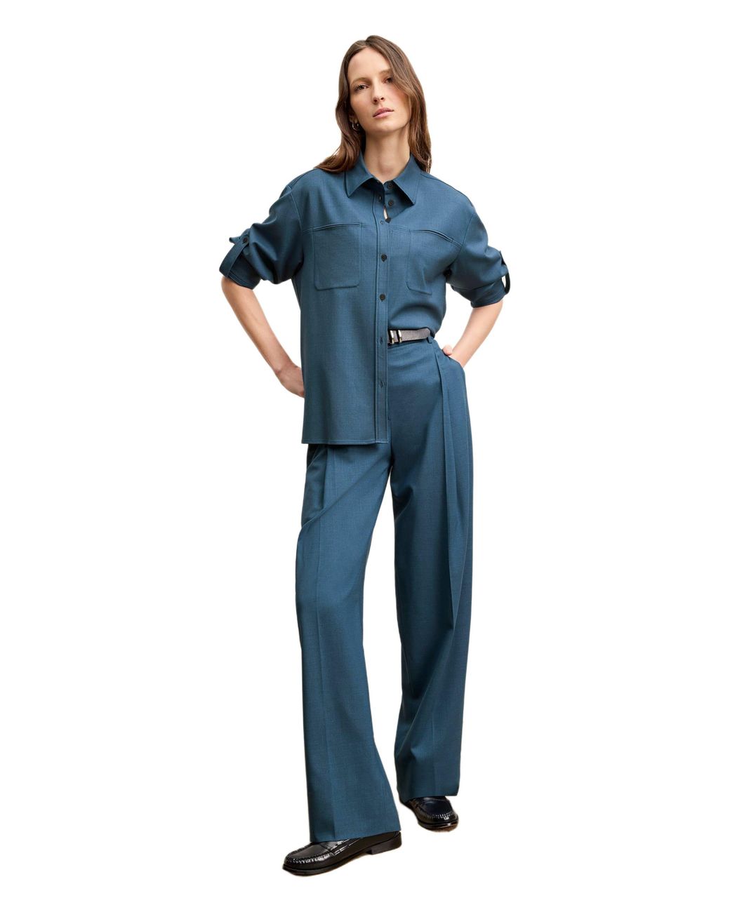 M.M.LaFleur Blue Russell Button Down