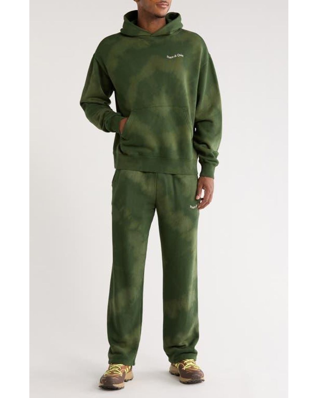 Museum of Peace & Quiet Green Wordmark Tie Dye Sweatpants for men