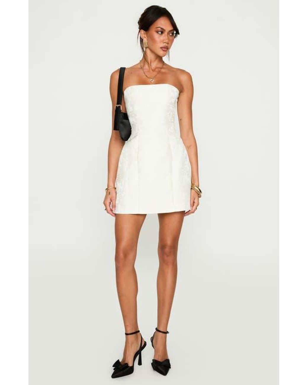 knee length dresses for ladies Graces Strapless Mini Dress White main image 1