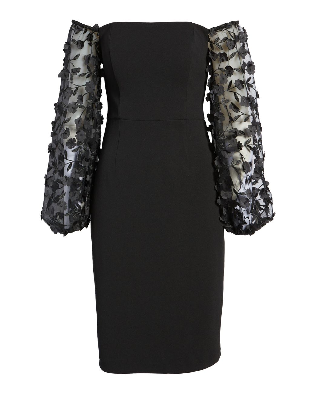 Shoulder Balloon Long Sleeve Dress 