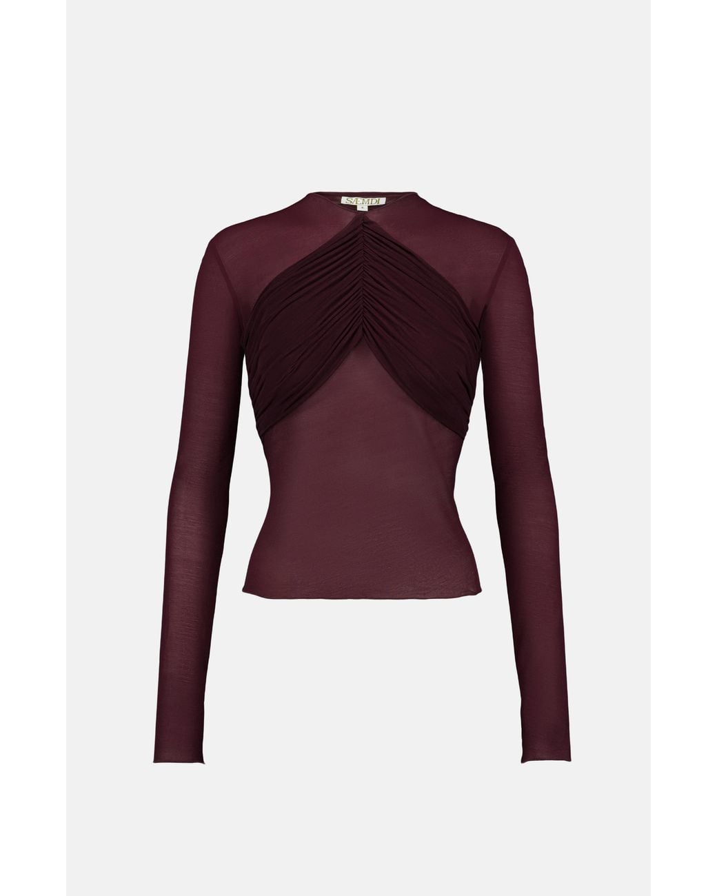 Saemdi Purple Mesh Draped Top
