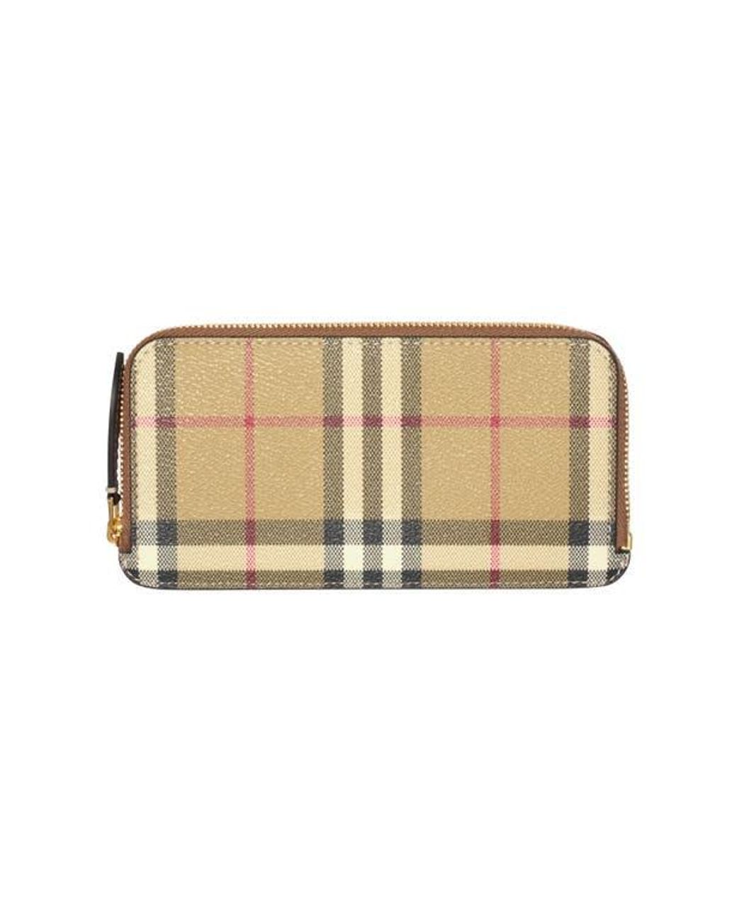 Burberry Natural Large Check Zip Card Case
