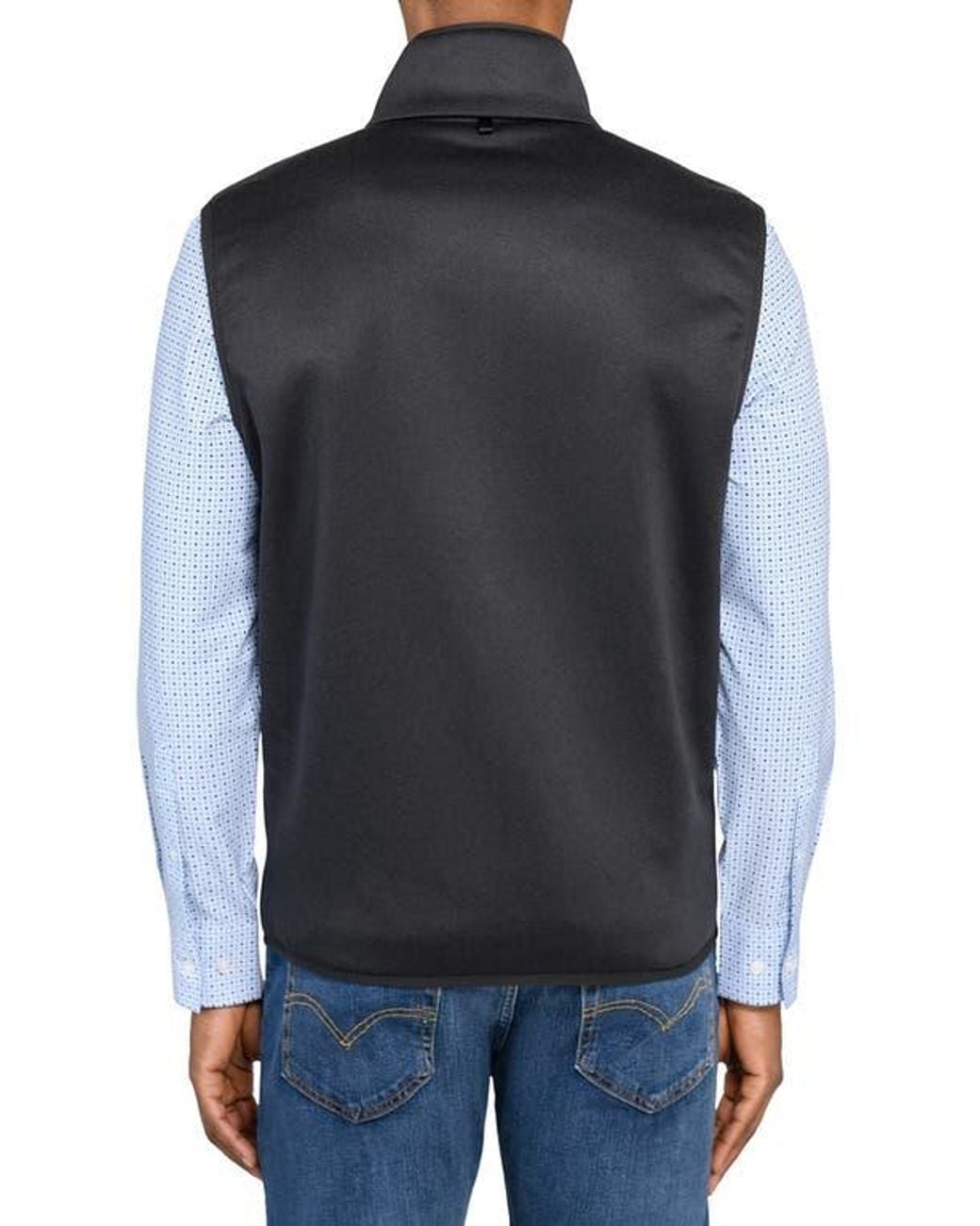 Con.struct Black Solid Fleece Vest for men