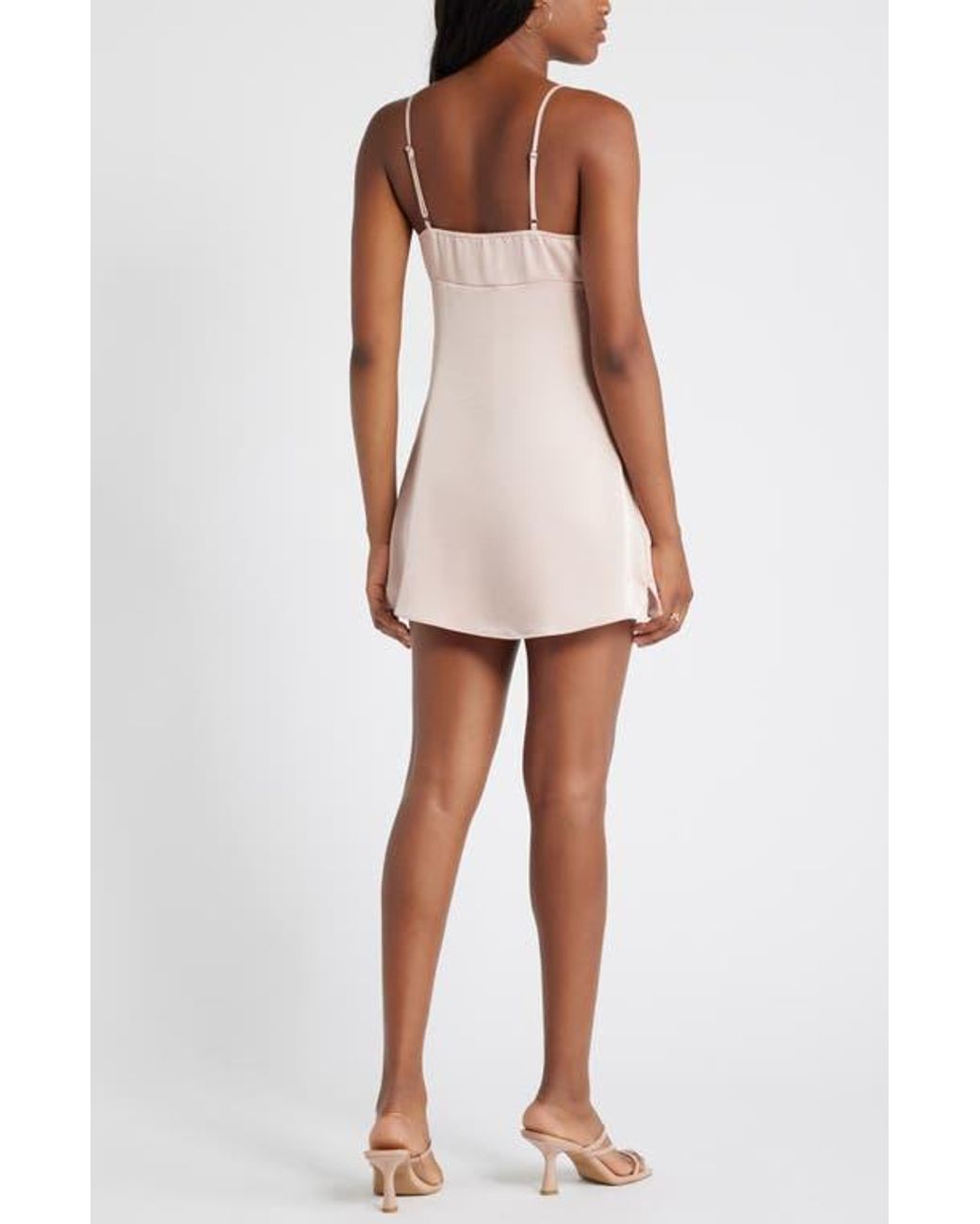 BP. Twist Front Satin Minidress in White | Lyst