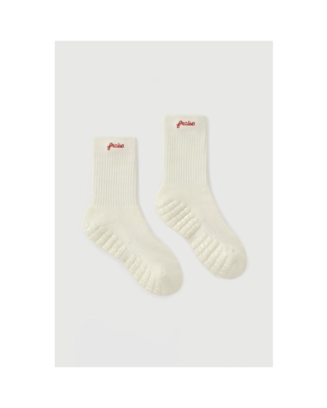 Fraise White Script Grip Socks