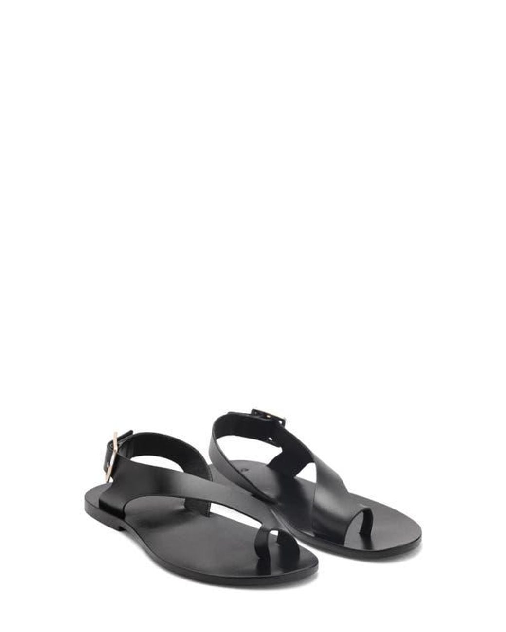 Mango Black Toe Loop Flat Sandal