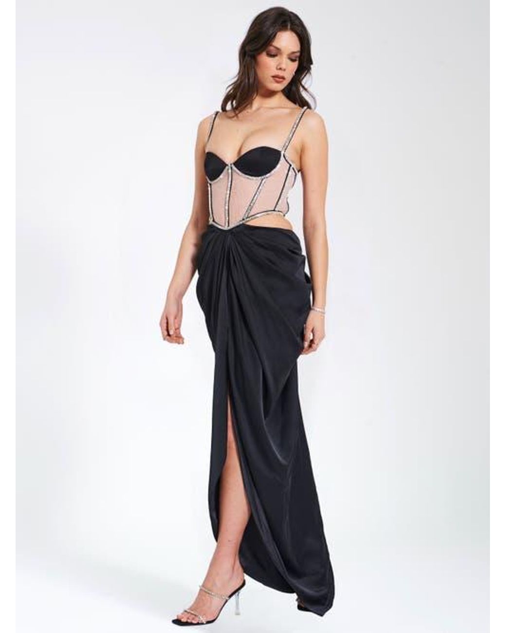 ivory midi dress Leely Women Satin Civil Wedding with Slit Bateau Neck My Actual Bust is:32