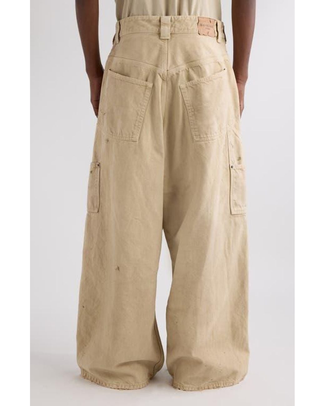 Balenciaga Ripped Off Baggy Carpenter Jeans in Natural for Men | Lyst