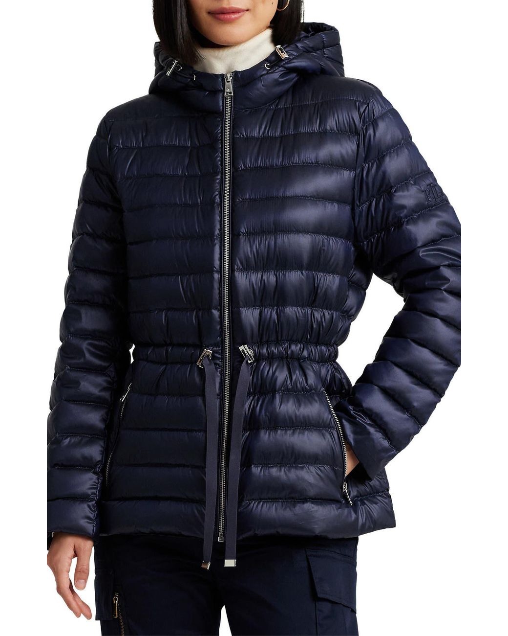 Lauren Ralph Lauren Belted Down Puffer Jacket in Dark Navy at Nordstrom, Size Medium