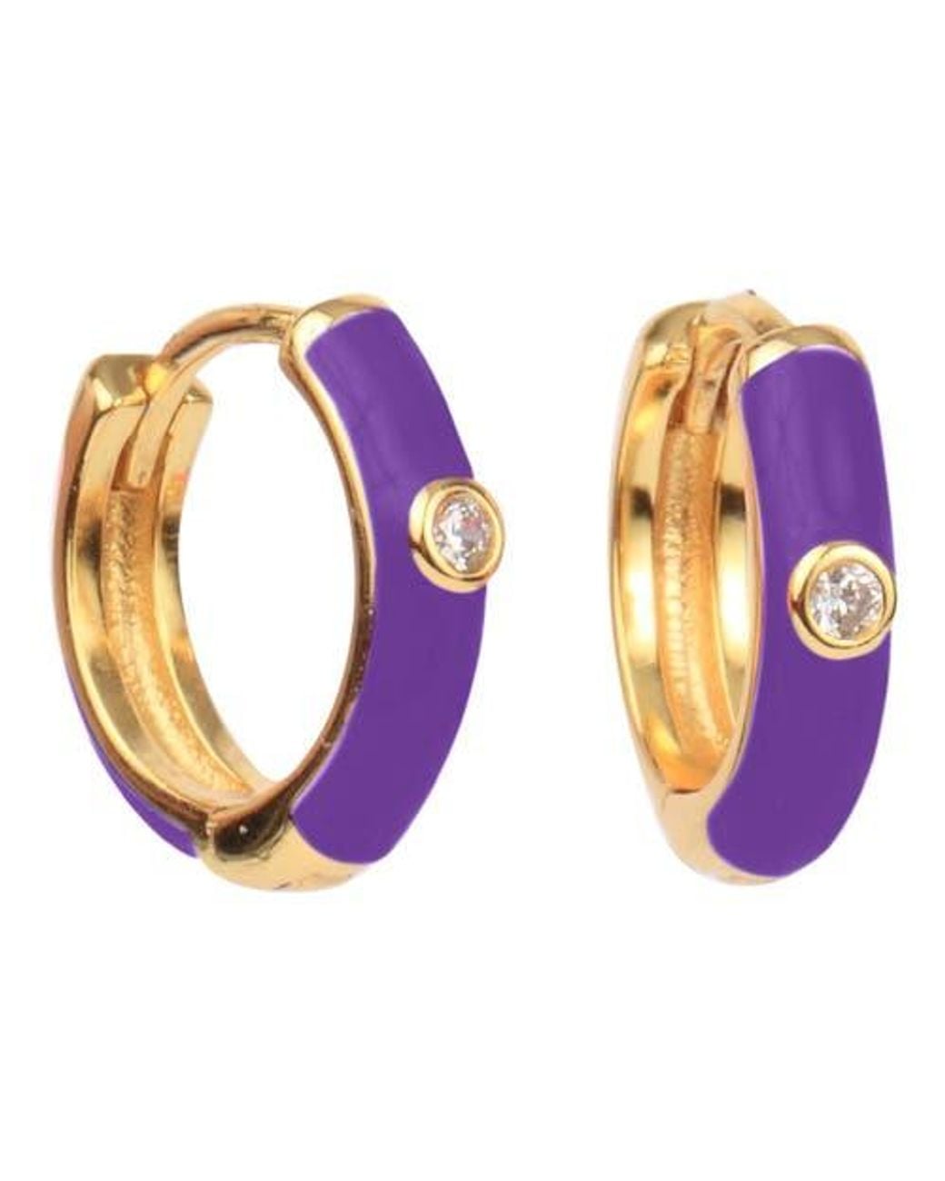 Color Shout Purple Enamel Huggie Hoops