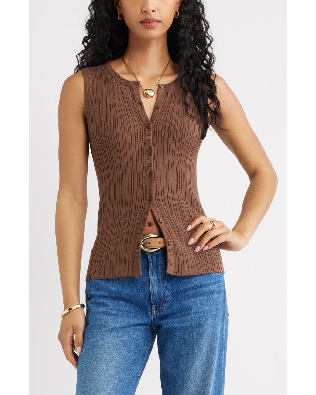 Open Edit Blue Button Front Rib Tank