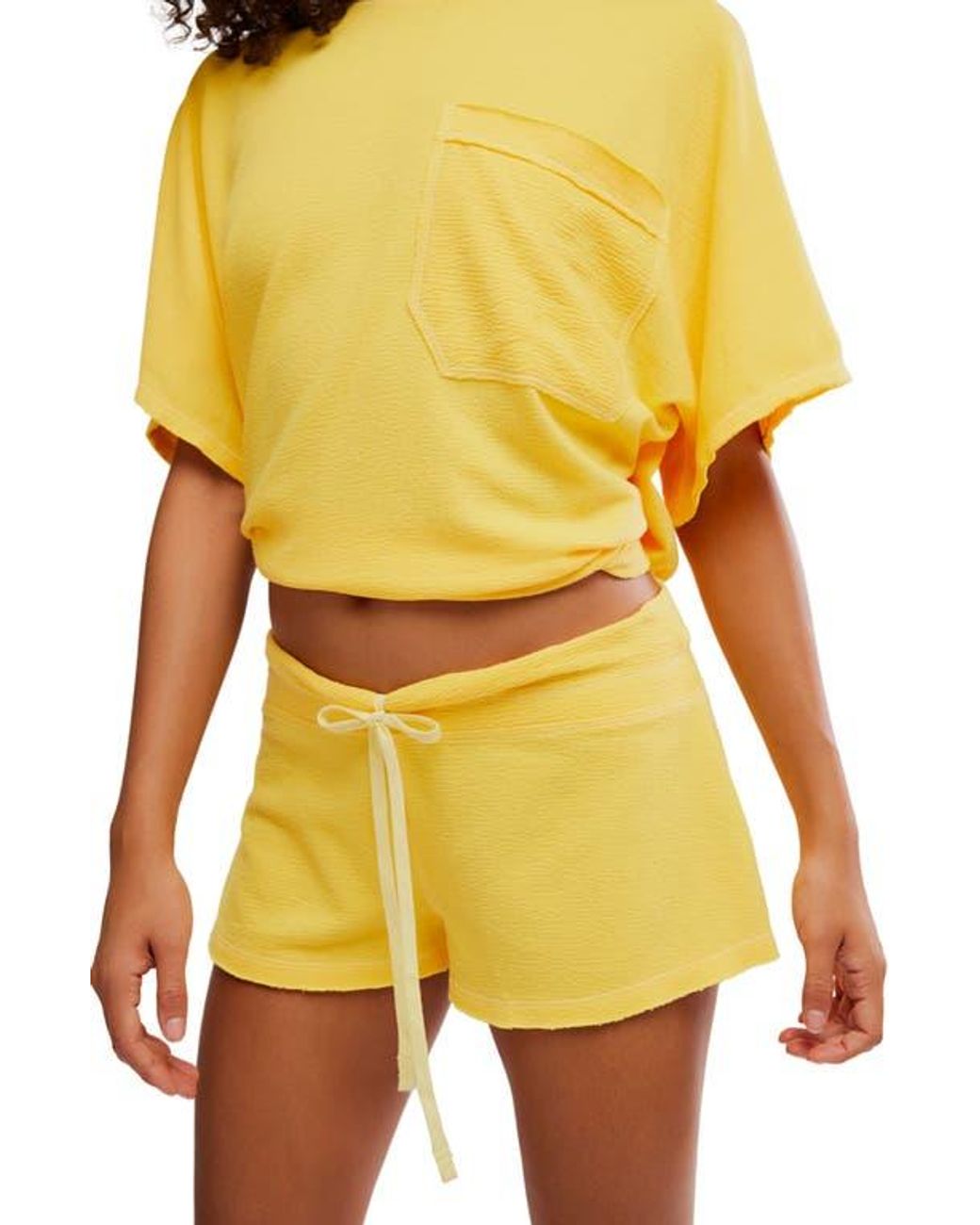 Free People Yellow Staycation Sleep Drawstrings Shorts
