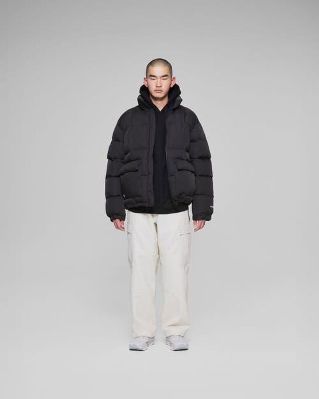 vowels Black Puffer Jacket for men