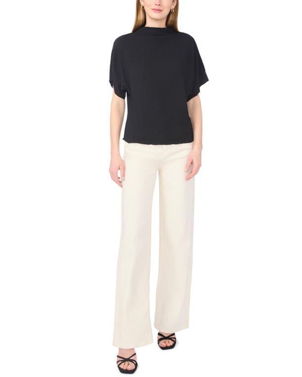 Vince Camuto Black Dolman Drape Top