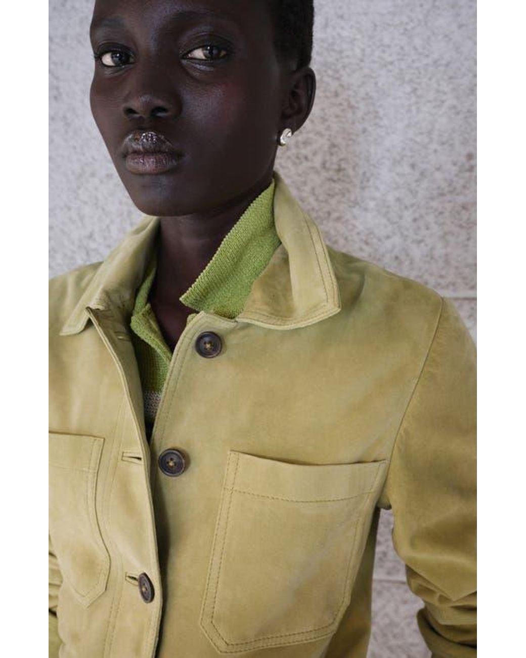 Mango Green Suede Jacket