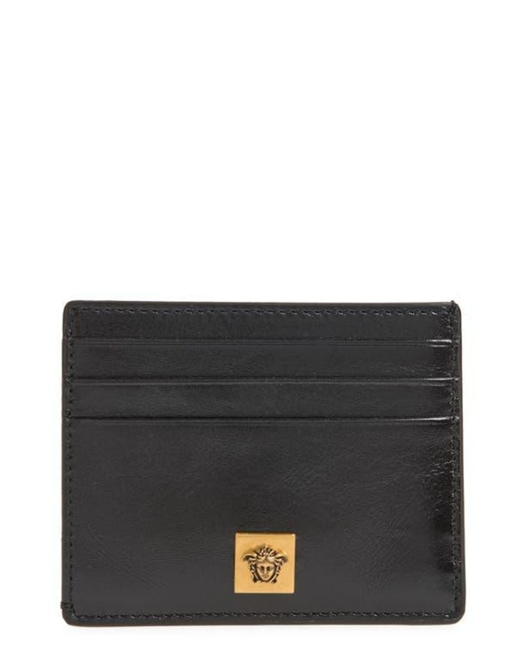 Versace Black Flat Leather Card Case