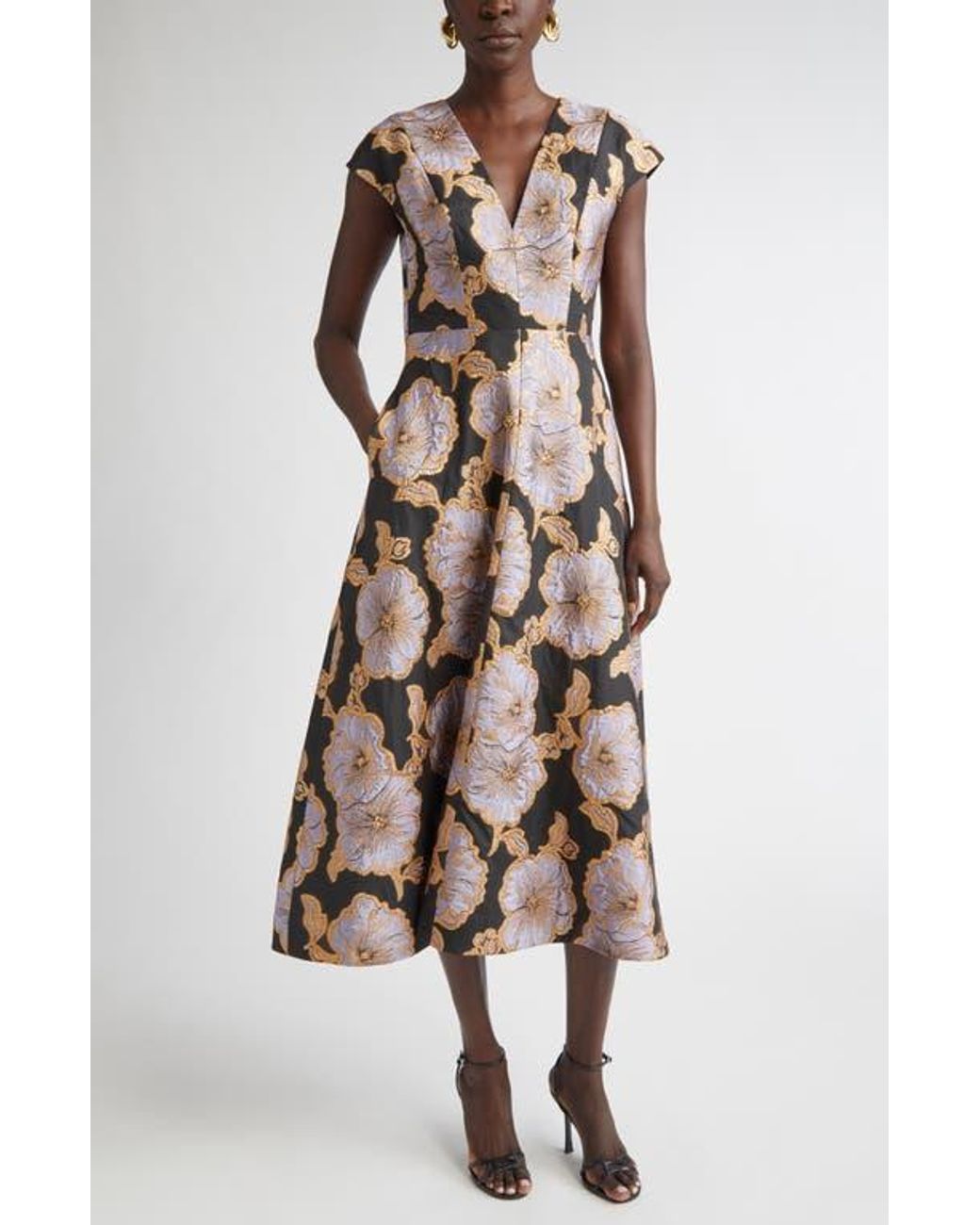 St. John Vida Poppy Floral Jacquard A-Line Dress | Lyst