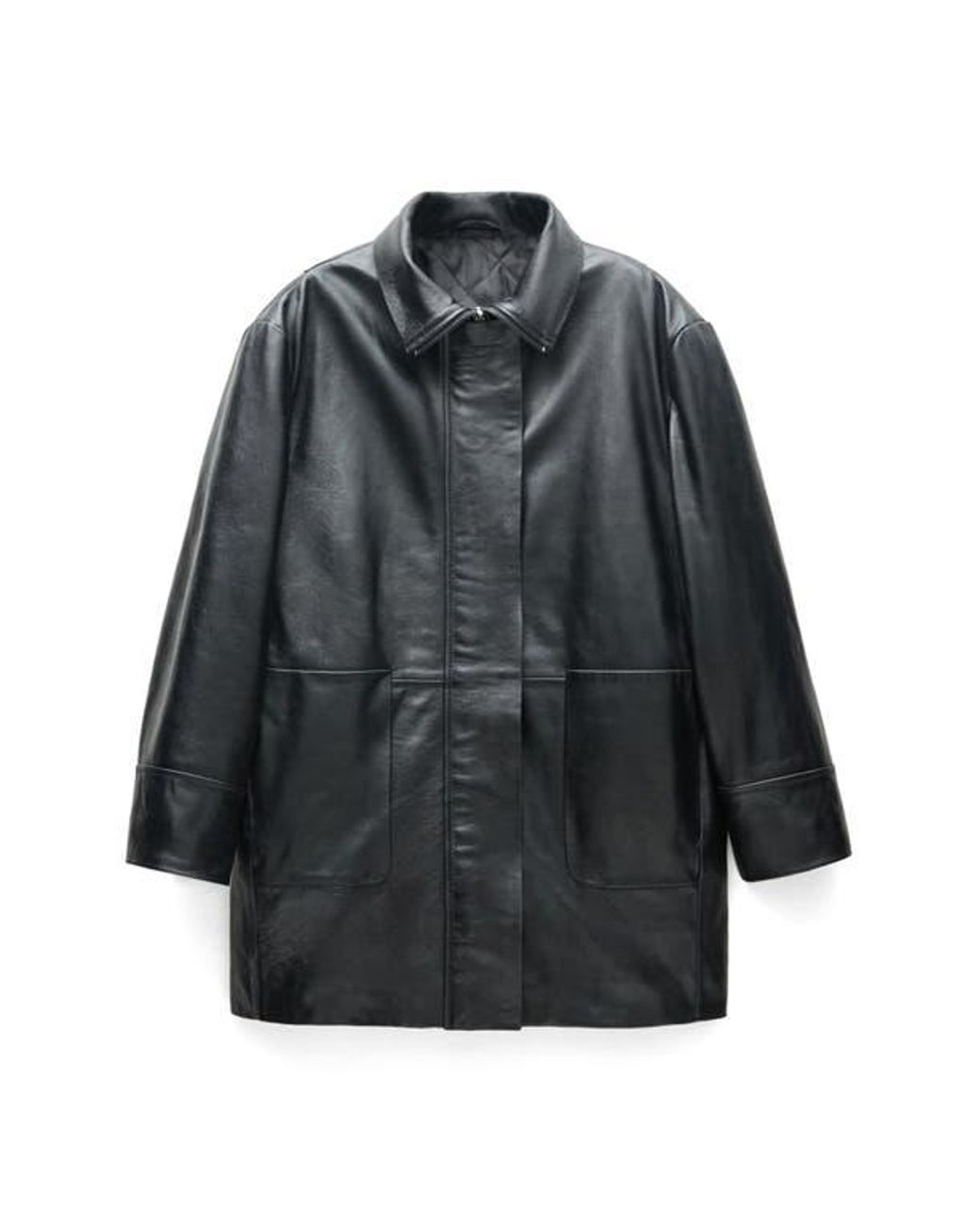 Mango Black Oversize Faux Leather Jacket