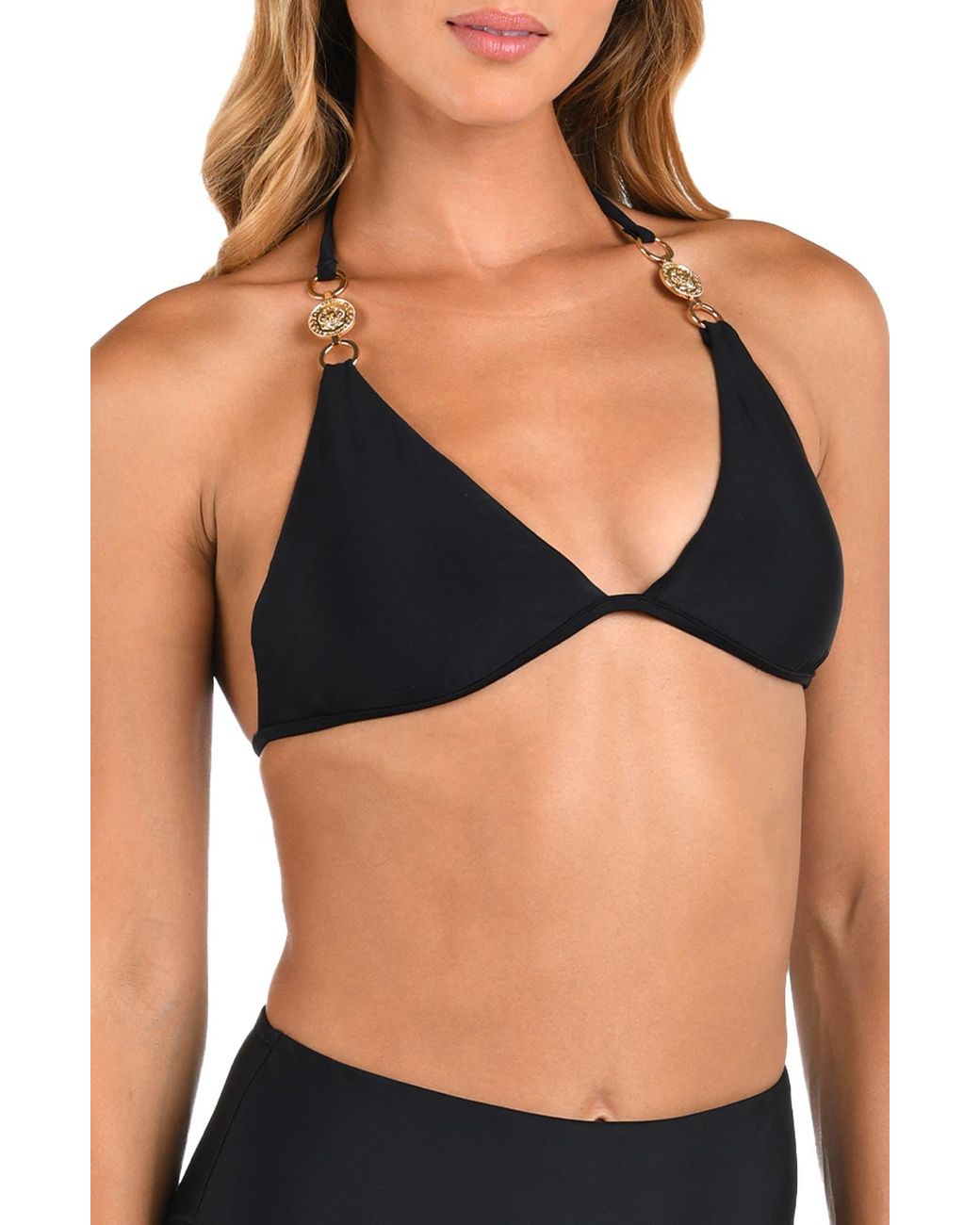 L'Agence Black Annabelle Solids Triangle Bikini Top