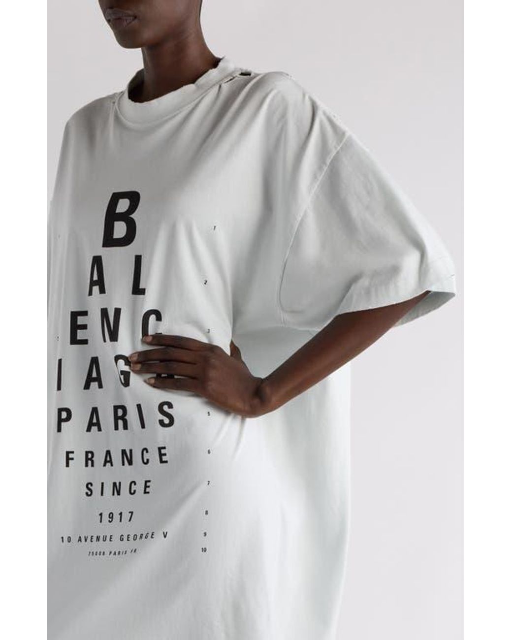 Balenciaga Eye Chart Distressed Oversize Cotton Logo Graphic