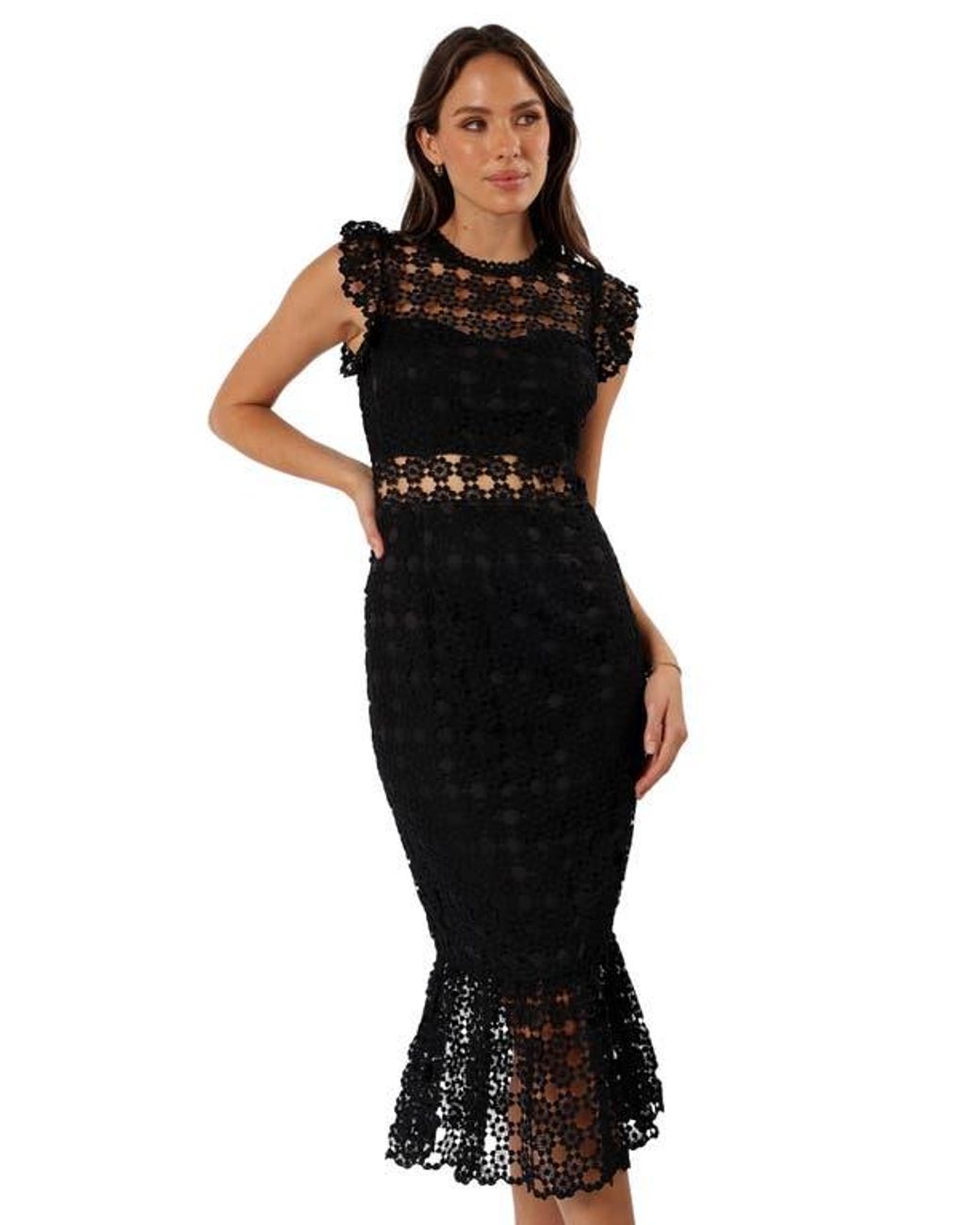 Petal & Pup Lauren Lace Overlay Dress in Black | Lyst