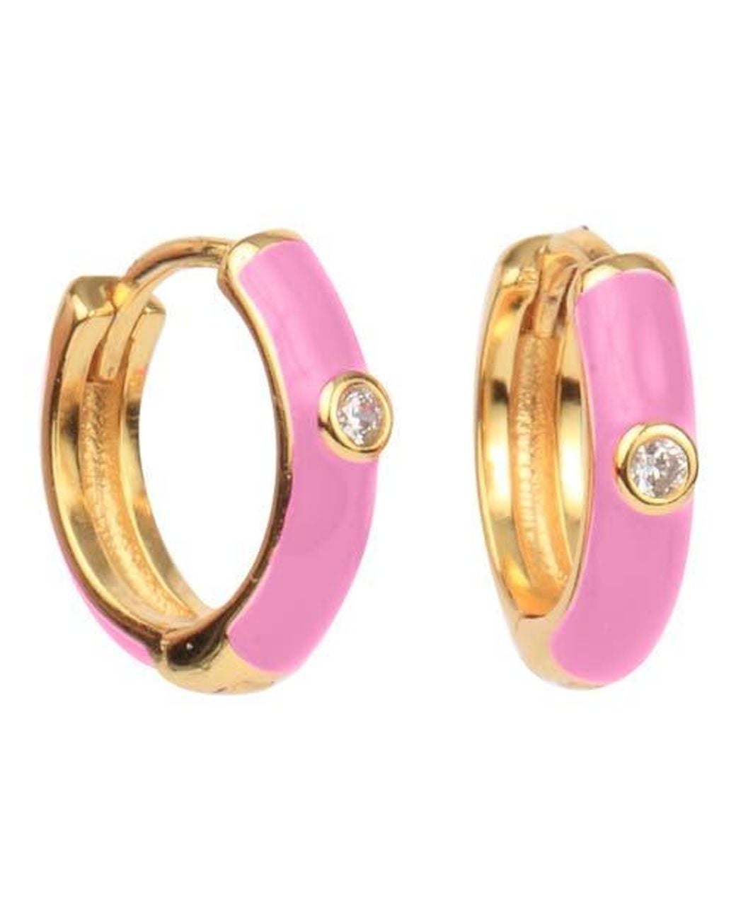Color Shout Pink Enamel Huggie Hoops